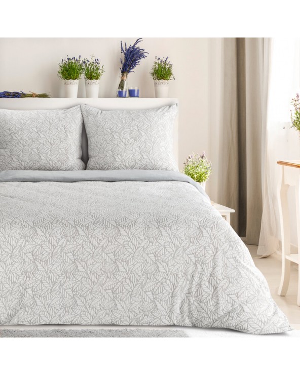 Pościel polarowa 160x200 + 2x70x80 Flano 3 biała/srebrna Eurofirany