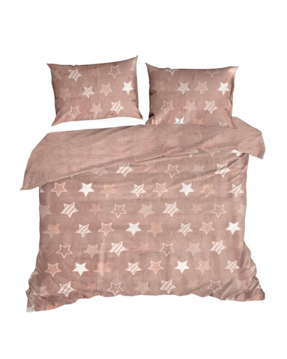 Pościel polarowa 200x220 + 2x70x80 Flano 4 różowa/biała Eurofirany