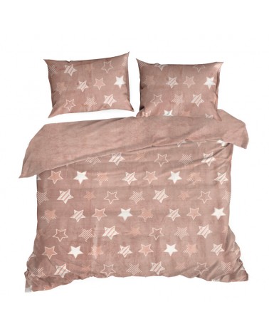 Pościel polarowa 200x220 + 2x70x80 Flano 4 różowa/biała Eurofirany