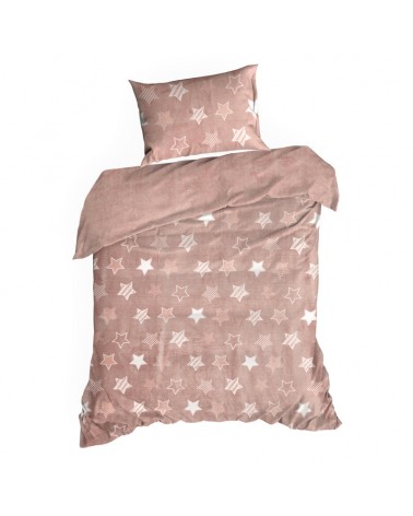 Pościel polarowa 200x220 + 2x70x80 Flano 4 różowa/biała Eurofirany