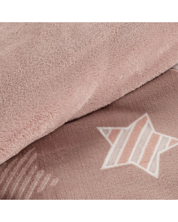 Pościel polarowa 200x220 + 2x70x80 Flano 4 różowa/biała Eurofirany