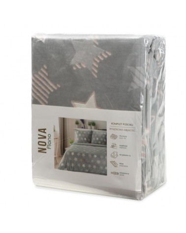 Pościel polarowa 200x220 + 2x70x80 Flano 4 srebrna/biała Eurofirany