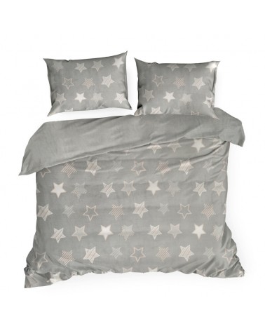 Pościel polarowa 200x220 + 2x70x80 Flano 4 srebrna/biała Eurofirany