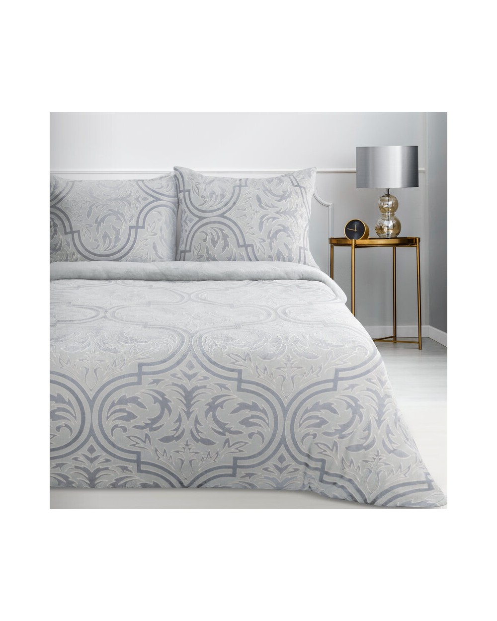 Pościel polarowa 200x220 + 2x70x80 Flano 5 srebrna/stalowa Eurofirany