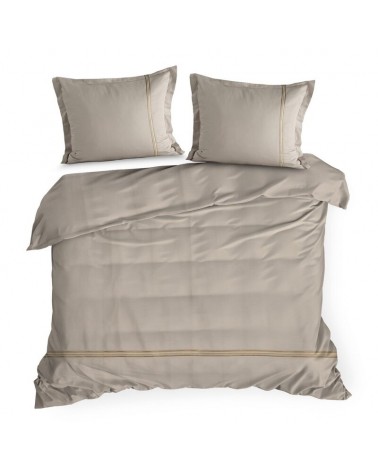 Pościel satyna bawełniana 160x200 + 2x70x80 Haft 4 beżowa/złota Eurofirany