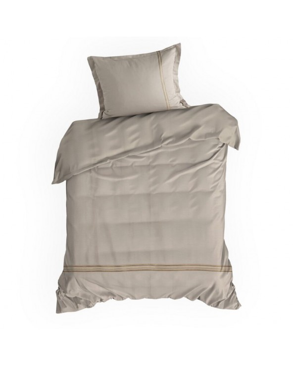 Pościel satyna bawełniana 160x200 + 2x70x80 Haft 4 beżowa/złota Eurofirany