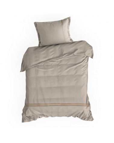 Pościel satyna bawełniana 160x200 + 2x70x80 Haft 4 beżowa/złota Eurofirany