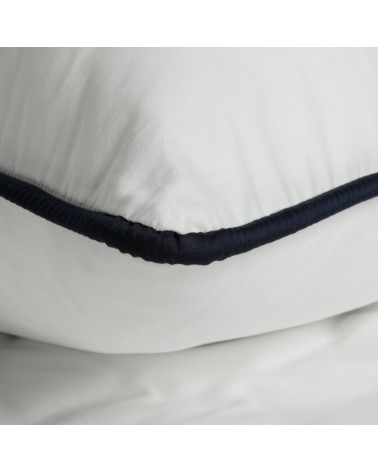 Pościel satyna bawełniana 160x200 + 2x70x80 Lunara biała/granatowa Eurofirany