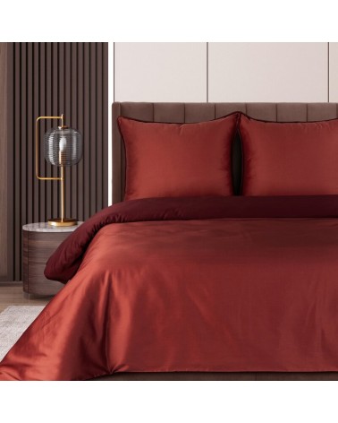 Pościel satyna bawełniana 140x200 + 1x70x80 Lunara bordowa/marsala Eurofirany