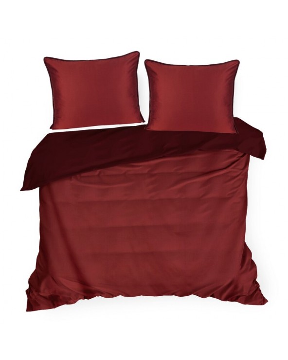 Pościel satyna bawełniana 200x220 + 2x70x80 Lunara bordowa/marsala Eurofirany