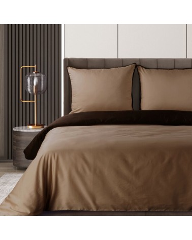 Pościel satyna bawełniana 160x200 + 2x70x80 Lunara brązowa/jasnobrązowa Eurofirany