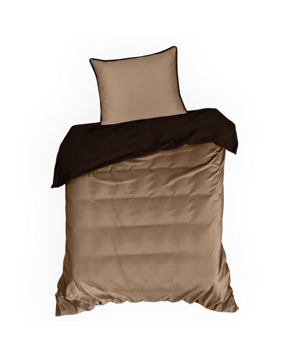 Pościel satyna bawełniana 160x200 + 2x70x80 Lunara brązowa/jasnobrązowa Eurofirany