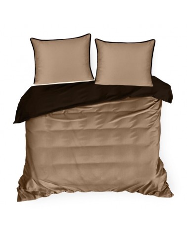Pościel satyna bawełniana 200x220 + 2x70x80 Lunara brązowa/jasnobrązowa Eurofirany