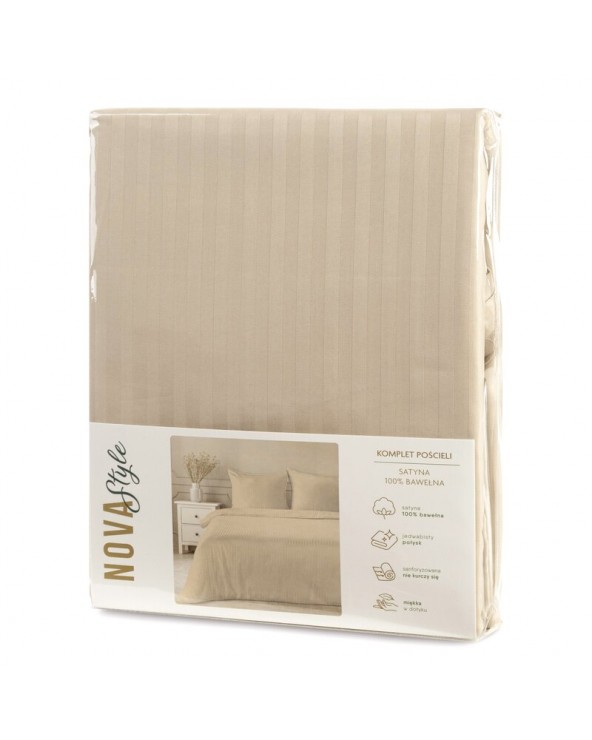 Pościel adamaszek 160x200 + 2x70x80 Vera beżowa Eurofirany