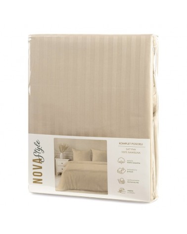 Pościel adamaszek 160x200 + 2x70x80 Vera beżowa Eurofirany