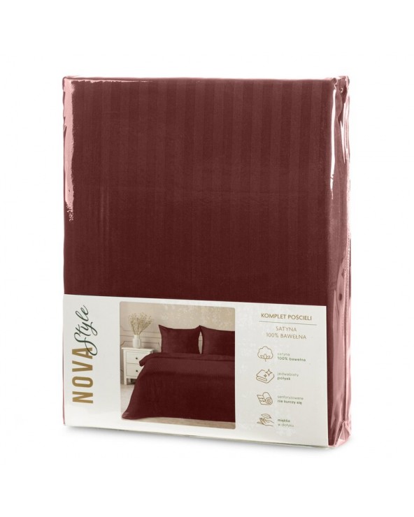 Pościel adamaszek 140x200 + 1x70x80 Vera burgundowa Eurofirany
