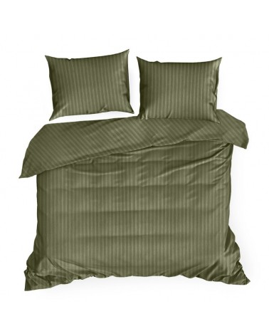 Pościel adamaszek 160x200 + 2x70x80 Vera oliwkowa Eurofirany