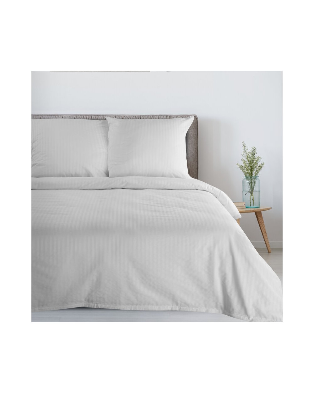 Pościel adamaszek 160x200 + 2x70x80 Pasy biała Eurofirany