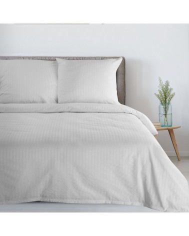 Pościel adamaszek 160x200 + 2x70x80 Pasy biała Eurofirany