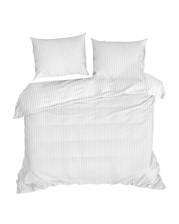 Pościel adamaszek 160x200 + 2x70x80 Pasy biała Eurofirany