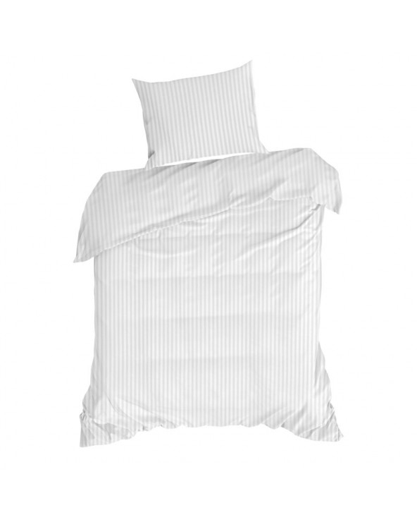 Pościel adamaszek 160x200 + 2x70x80 Pasy biała Eurofirany