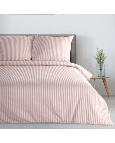 Pościel adamaszek 160x200 + 2x70x80 Pasy różowa Eurofirany