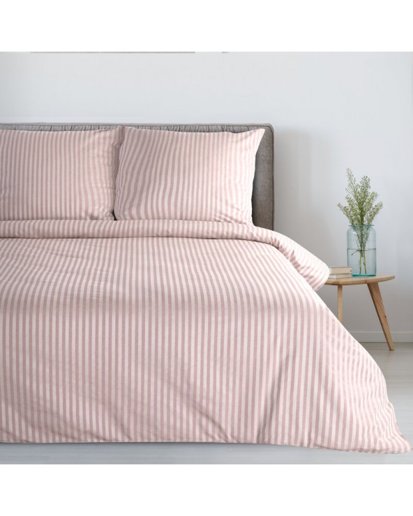 Pościel adamaszek 200x220 + 2x70x80 Pasy różowa Eurofirany