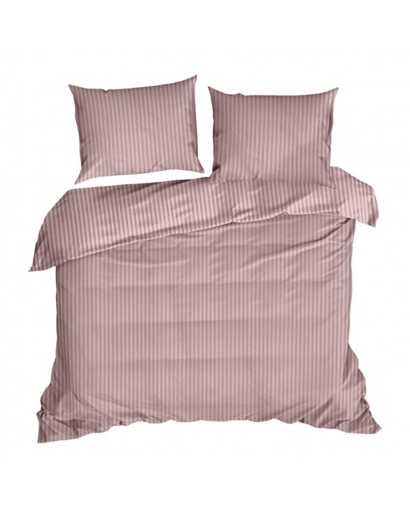 Pościel adamaszek 200x220 + 2x70x80 Pasy różowa Eurofirany