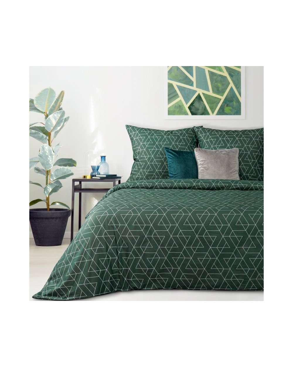 Pościel bawełna 200x220 + 2x70x80 Ada 4C zielona Eurofirany