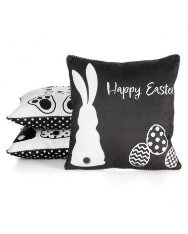 Poszewka wielkanocna 45x45 Wiosna 5 czarna/biała Eurofirany