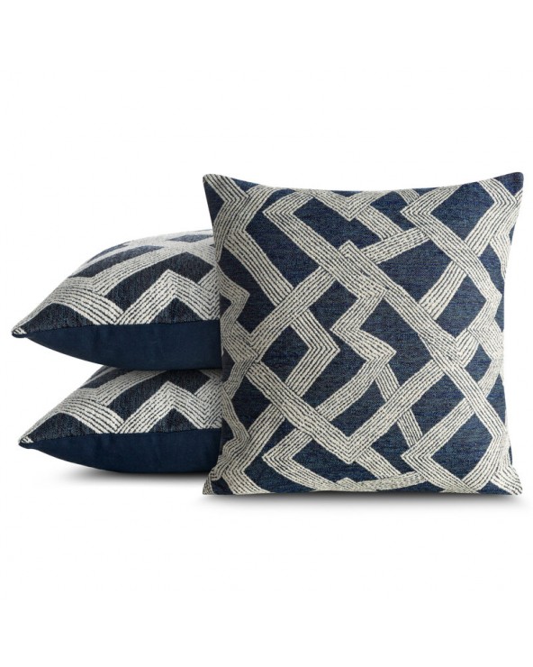 Poszewka szenil 43x43 Dalia kremowa/niebieska Eurofirany