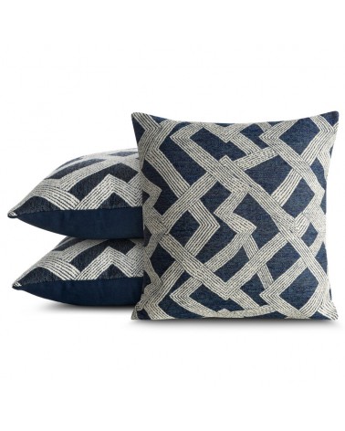 Poszewka szenil 43x43 Dalia kremowa/niebieska Eurofirany