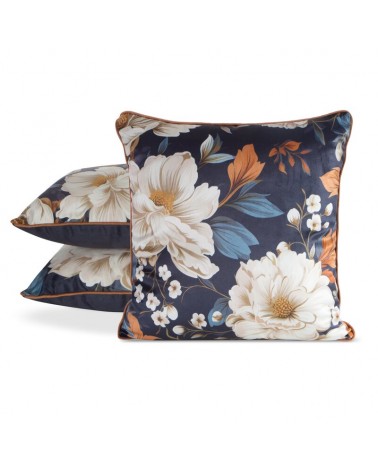 Poszewka velvet 45x45 Fiora 1 granatowa/beżowa Eurofirany