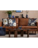 Poszewka velvet 45x45 Fiora 2 granatowa/beżowa Eurofirany