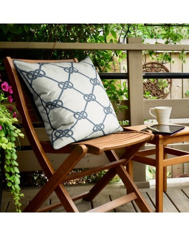 Poszewka ogrodowa 45x45 Garden 17A biała/granatowa Eurofirany