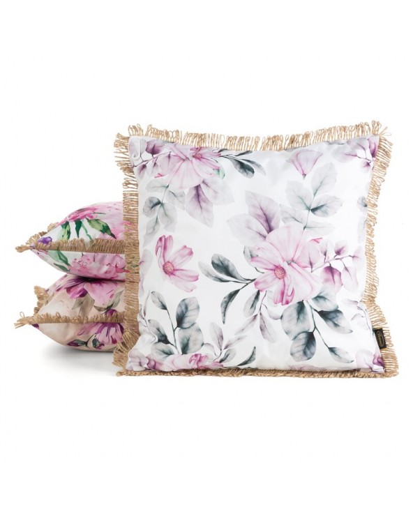 Poszewka ogrodowa 45x45 Garden 30B biała/różowa Eurofirany