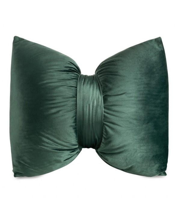 Poduszka dekoracyjna velvet 45x55 Kokarda ciemnozielona Eurofirany