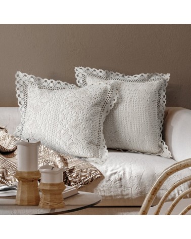 Poszewka ażurowa koronka 40x40 Megan biała Eurofirany