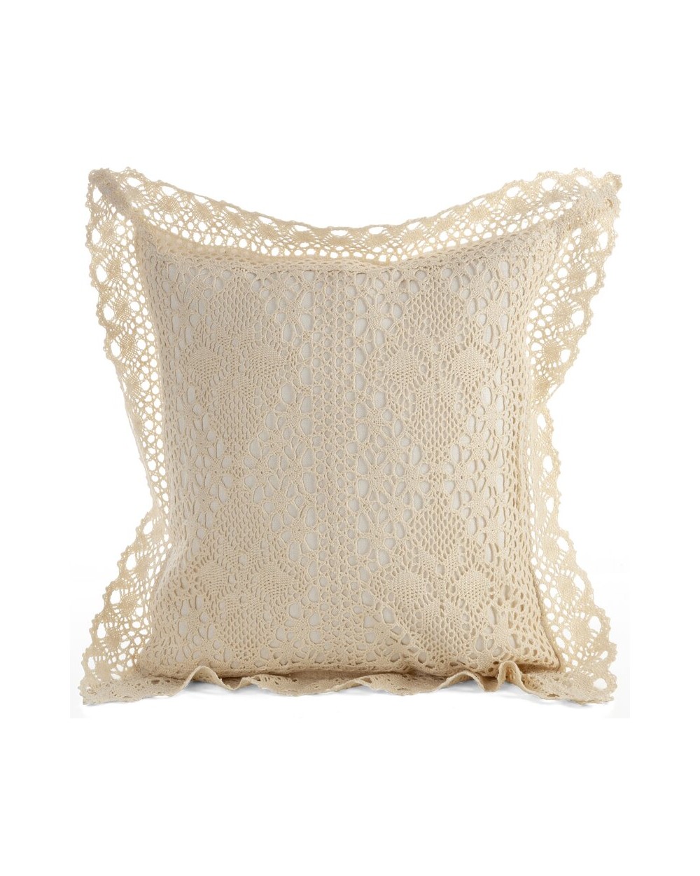 Poszewka ażurowa koronka 40x40 Megan jasnobeżowa Eurofirany