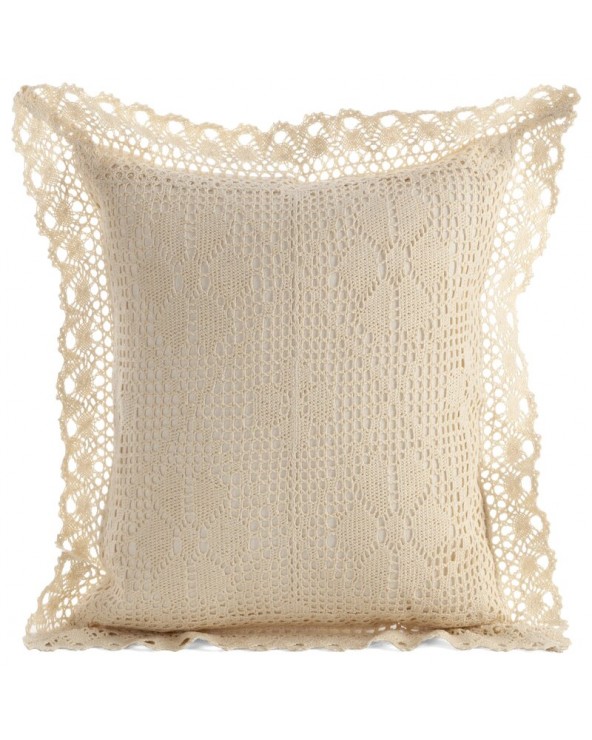 Poszewka ażurowa koronka 40x40 Mirella jasnobeżowa Eurofirany