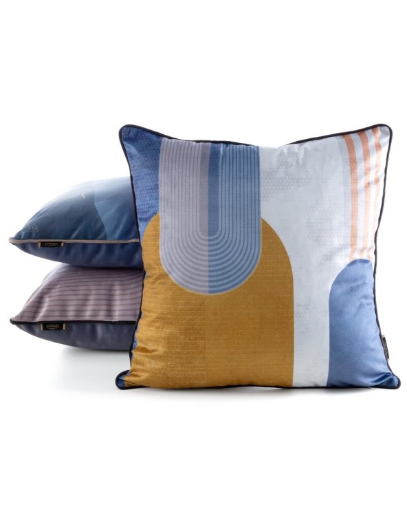 Poszewka velvet 45x45 Velvet 164 niebieska/musztardowa Eurofirany