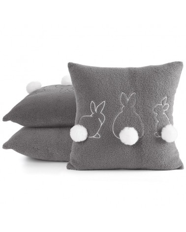 Poszewka wielkanocna 45x45 Wiosna 36 stalowa/biała Eurofirany