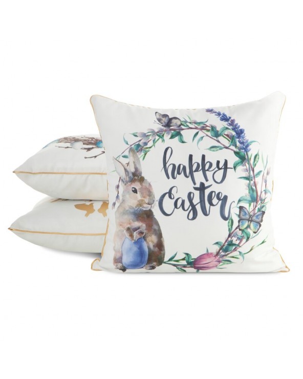 Poszewka wielkanocna 45x45 Wiosna 52 biała/niebieska Eurofirany