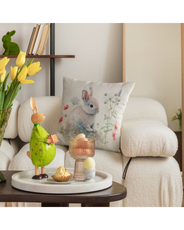 Poszewka wielkanocna 45x45 Wiosna 63 biała/zielona Eurofirany