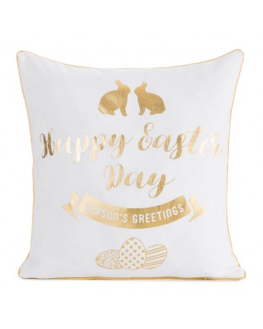 Poszewka wielkanocna 45x45 Wiosna 65 biała/złota Eurofirany