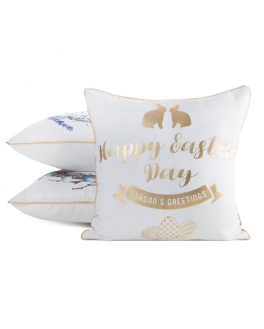 Poszewka wielkanocna 45x45 Wiosna 65 biała/złota Eurofirany