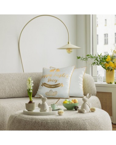 Poszewka wielkanocna 45x45 Wiosna 65 biała/złota Eurofirany