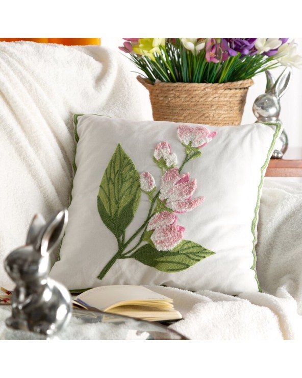 Poszewka wielkanocna 45x45 Wiosna 68 biała/zielona Eurofirany