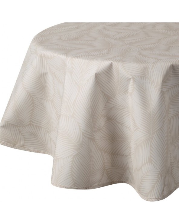 Obrus ogrodowy wodoodporny okrągły 150cm Garden 11E beżowy/biały Eurofirany