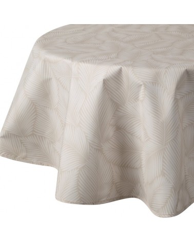 Obrus ogrodowy wodoodporny okrągły 150cm Garden 11E beżowy/biały Eurofirany